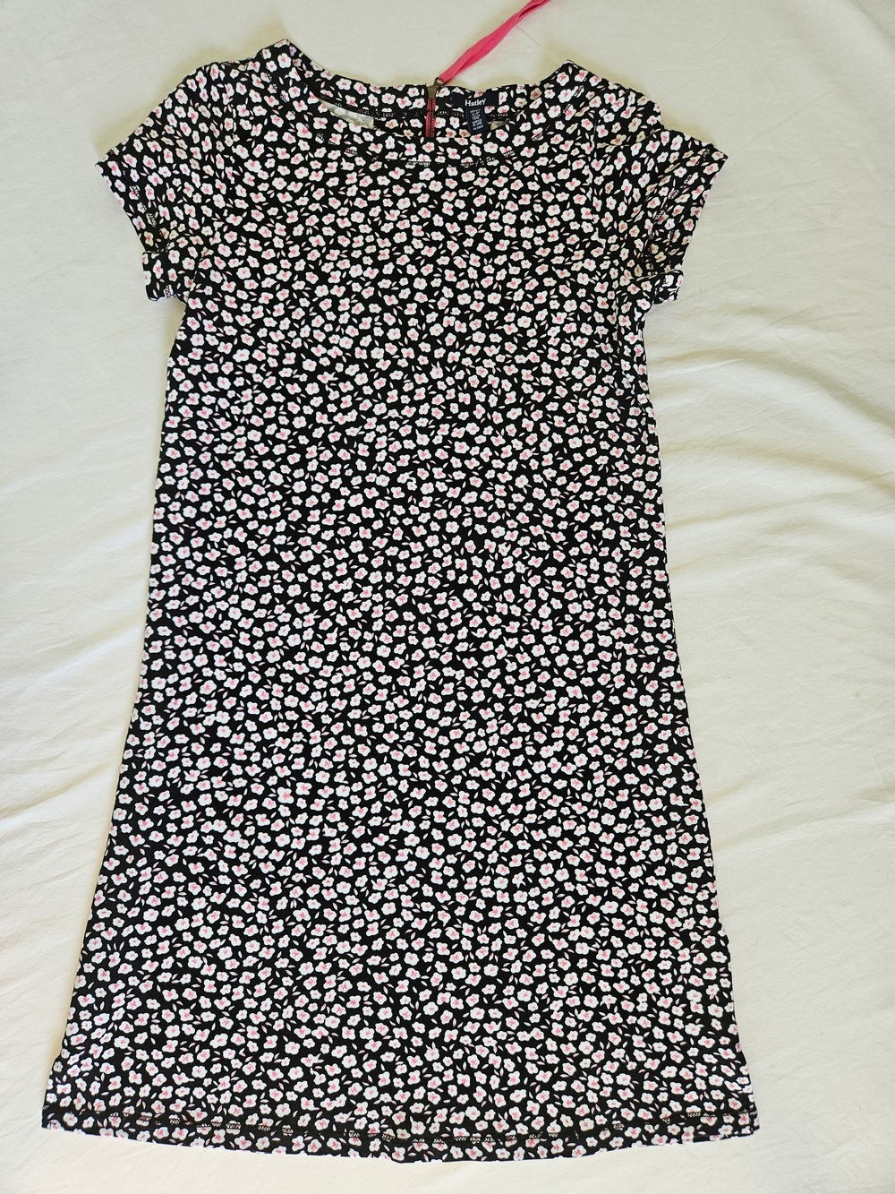 NWT Size Small Hatley Black Mini Dress with Pink and White Ditzy Floral Print